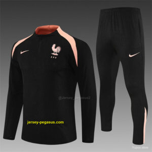 Player Version France Black Half Zipper Jacket+Long Pants