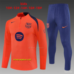 Player Version Kids Barcelona Orange T90 Half Zipper Jacket+Long Pants