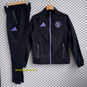 Manchester united 2025-26 Black And Purple Windbreaker Suit