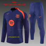 Player Version Kids Barcelona Royal Blue T90 Half Zipper Jacket+Long Pants