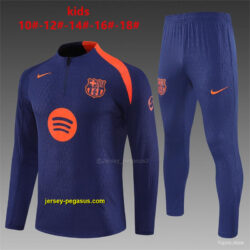 Player Version Kids Barcelona Royal Blue T90 Half Zipper Jacket+Long Pants