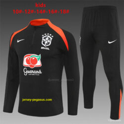 Player Version Kids Brazil Black Half Zipper Jacket+Long Pants