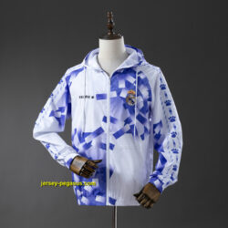 Real Madrid 2025-26 White and Purple Retro Model Windbreaker