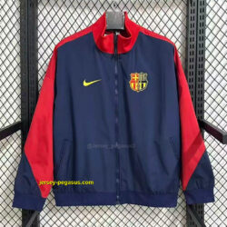 Barcelona Navy Blue with Red Color Block Full Zipper Windbreaker