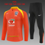 Player Version Kids Brazil Orange Half Zipper Jacket+Long Pants