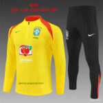 Player Version Kids Brazil Yellow Half Zipper Jacket+Long Pants