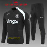 Player Version Kids Chelsea Black T90 Half Zipper Jacket+Long Pants