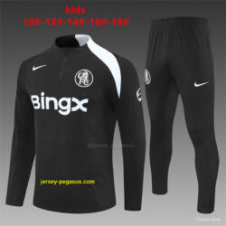 Player Version Kids Chelsea Black T90 Half Zipper Jacket+Long Pants