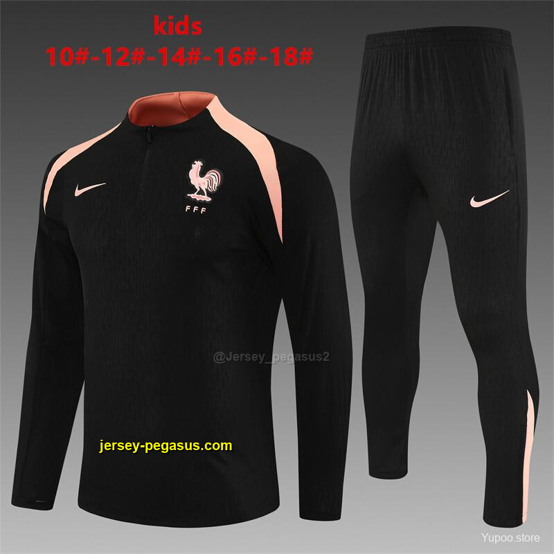 Player Version Kids France Black Half Zipper Jacket+Long Pants Player Version Kids France Black Half Zipper Jacket+Long Pants