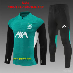Player Version Kids Liverpool Green AD on Both Sleeves Half Zipper Jacket+Long P