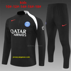 Player Version Kids PSG Black T90 Half Zipper Jacket+Long Pants