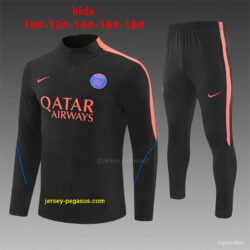 Player Version Kids Paris Black Half Zipper Jacket+Long Pants
