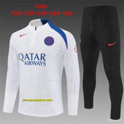 Player Version Kids Paris White T90 Half Zipper Jacket+Long Pants