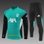 Player Version Liverpool Green AD on Both Sleeves Half Zipper Jacket+Long Pants