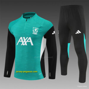 Player Version Liverpool Green AD on Both Sleeves Half Zipper Jacket+Long Pants