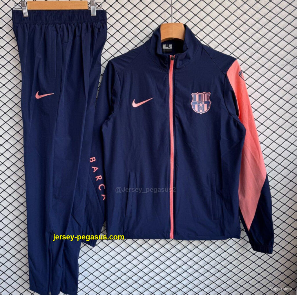Barcelona NavyPink Full Zipper Windbreaker + Long Pants