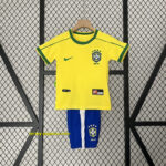 1998 Brazil Home Retro Kids Kit World Cup Shirt Soccer Jerseys