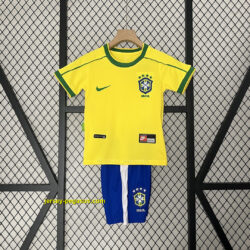 1998 Brazil Home Retro Kids Kit World Cup Shirt Soccer Jerseys