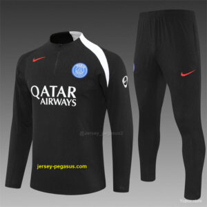 Player Version PSG Black T90 Half Zipper Jacket+Long Pants