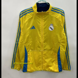 R MAD yellow and blue reversible windbreaker