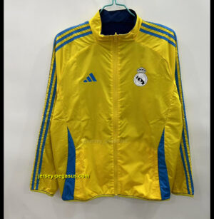 R MAD yellow and blue reversible windbreaker