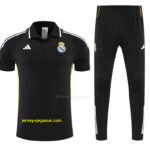 Real Madrid Black Polo Training Shirt + Long Pants Tracksuit