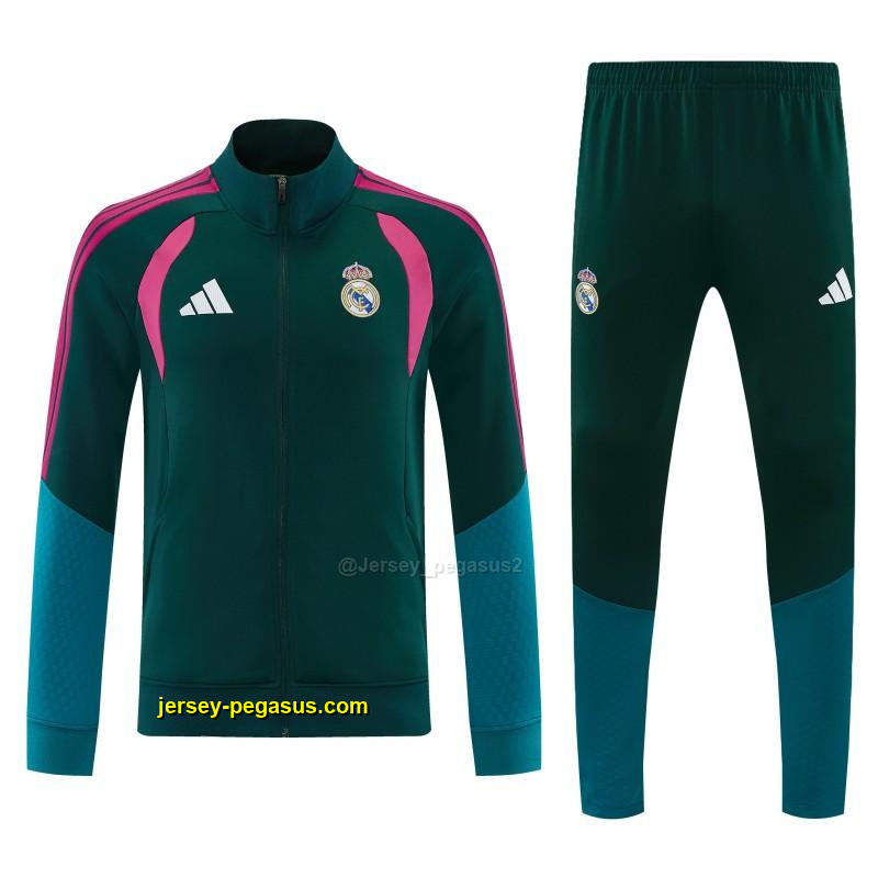 Real Madrid Dark Green Full Zipper Jacket Tracksuit + Long Pants Real Madrid Dark Green Full Zipper Jacket Tracksuit + Long Pants