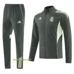 Real Madrid Dark Green Half Zipper Jacket+Long Pants
