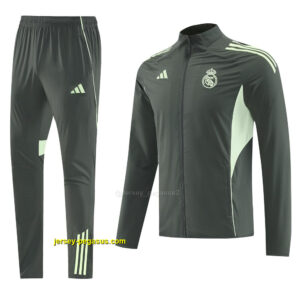 Real Madrid Dark Green Half Zipper Jacket+Long Pants