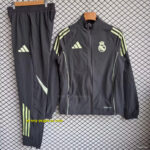 Real Madrid Dark Grey Full zipper Jacket Tracksuit+ long pants