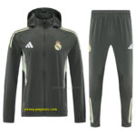 Real Madrid Dark Grey Green Full zipper Jacket Tracksuit+ long pants