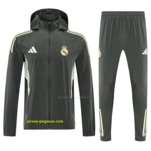 Real Madrid Dark Grey Green Full zipper Jacket Tracksuit+ long pants