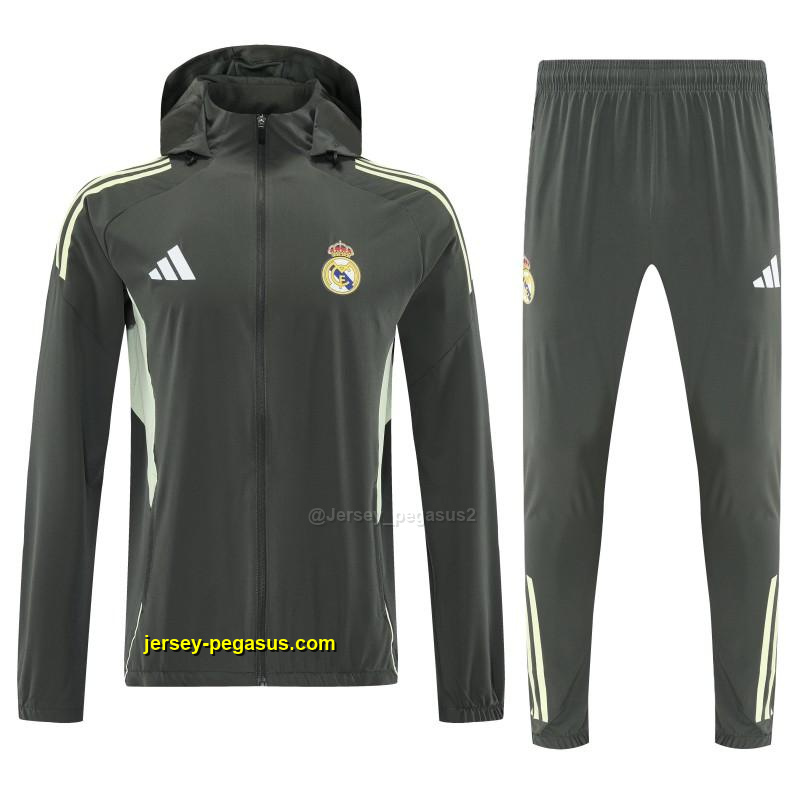 Real Madrid Dark Grey Green Full zipper Jacket Tracksuit+ long pants Real Madrid Dark Grey Green Full zipper Jacket Tracksuit+ long pants