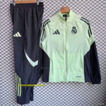 Real Madrid Green with Grey Full zipper Jacket Tracksuit+ long pants
