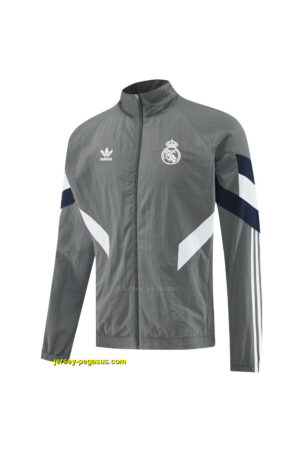 Real Madrid Grey Half Zipper Jacket+Long Pants