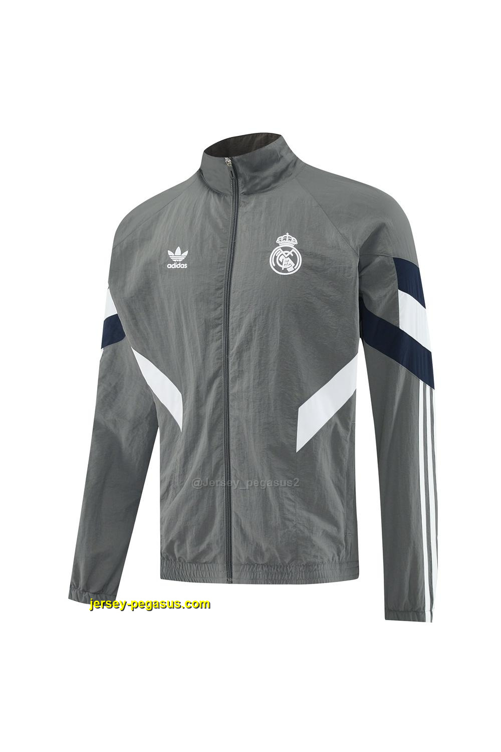 Real Madrid Grey Half Zipper Jacket+Long Pants Real Madrid Grey Half Zipper Jacket+Long Pants