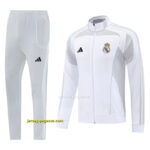 Real Madrid GreyWhite Full Zipper Jacket + Long Pants