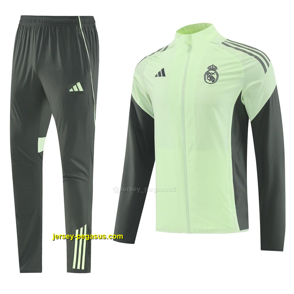 Real Madrid Light Green Half Zipper Jacket+Long Pants Real Madrid Light Green Half Zipper Jacket+Long Pants