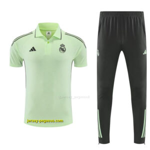 Real Madrid Light Green Polo Training Shirt + Long Pants Tracksuit