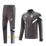 Real Madrid Light Grey Full Zipper Jacket+Long Pants