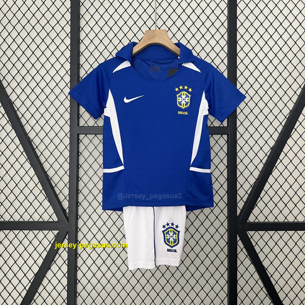 2002 Brazil Away Retro Kid Kits Youth Apparels