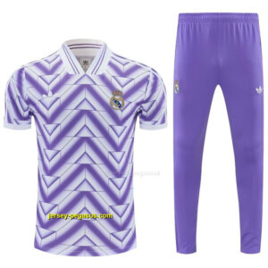 Real Madrid Purple Short Sleeve Tracksuit + Long Pants