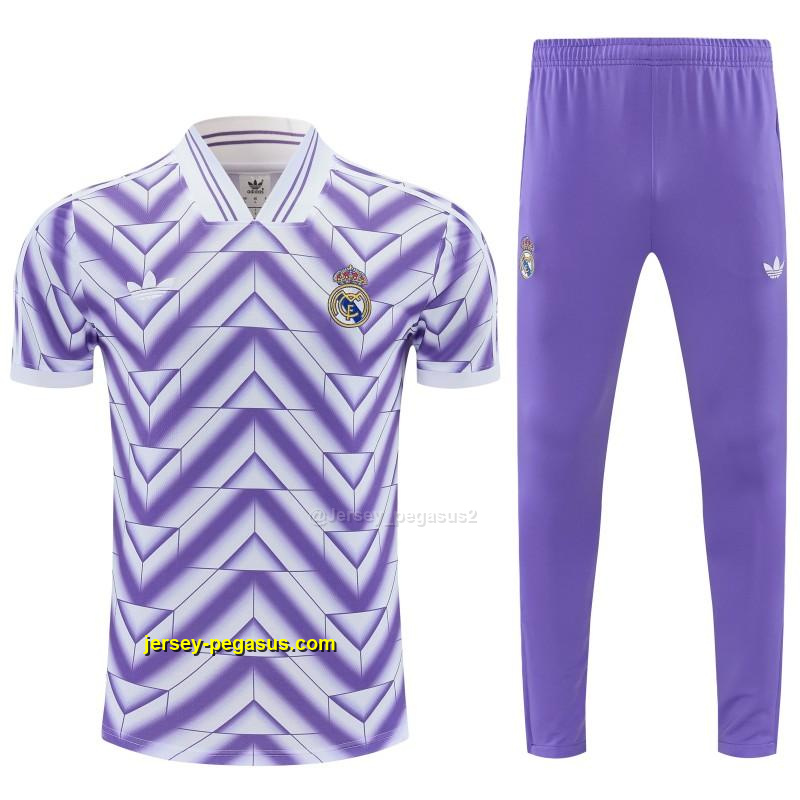 Real Madrid Purple Short Sleeve Tracksuit + Long Pants Real Madrid Purple Short Sleeve Tracksuit + Long Pants