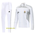 Real Madrid White Half Zipper Jacket+Long Pants