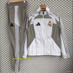 Real Madrid White with Grey Full zipper Jacket Tracksuit+ long pants