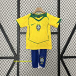 2004 Brazil Home Retro Kid Kits Youth Apparels