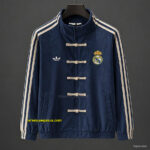 Retro Real Madrid Navy Blue Chinese Button Jacket