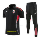 River Plate Black Polo Training Shirt + Long Pants Tracksuit
