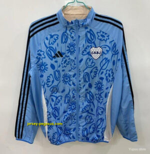 Boca Juniors Light BlueBeige with Floral Pattern Reversible Windbreaker