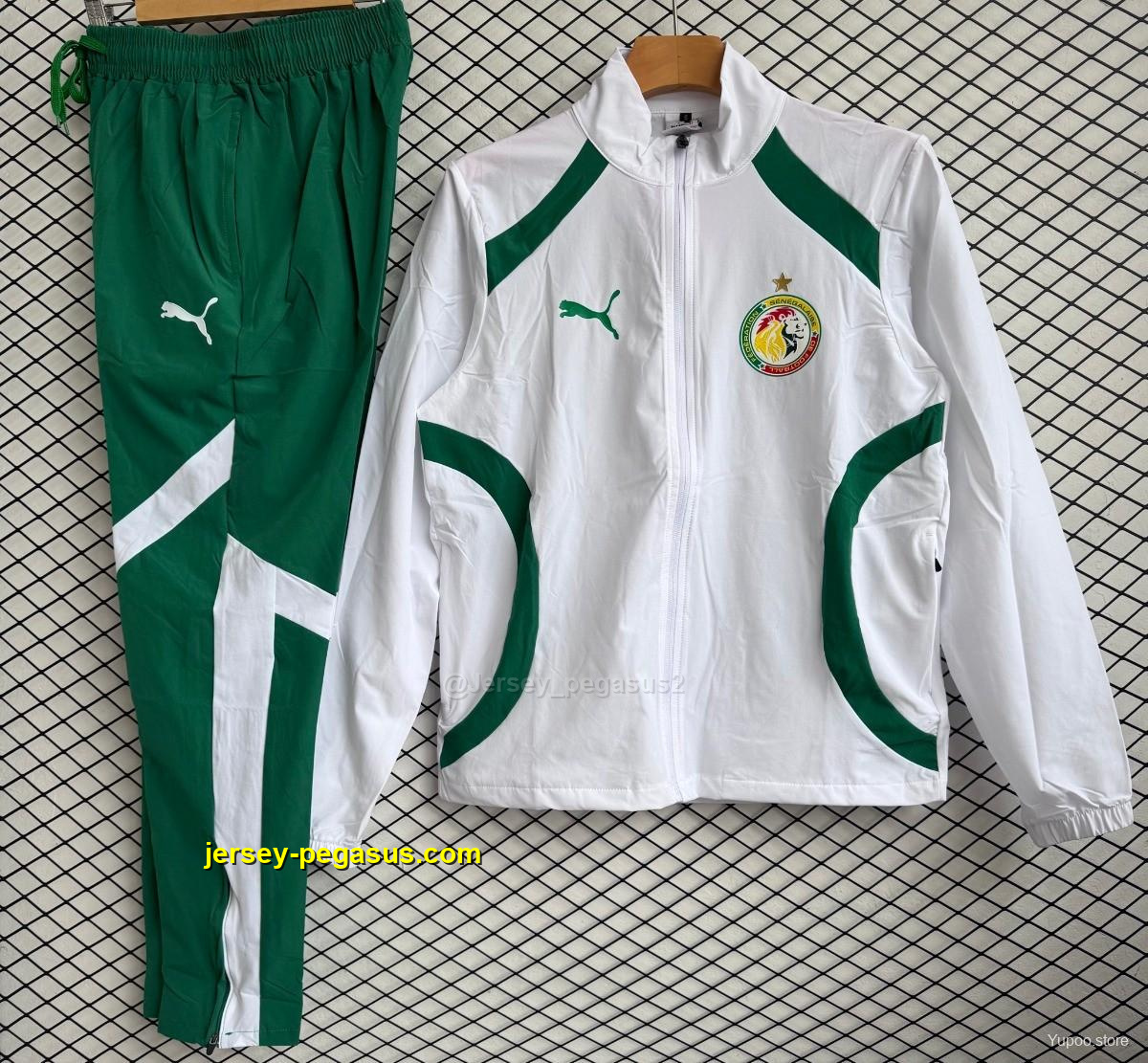 Senegal National Team White with Green Full zipper Jacket Tracksuit+ long pants Senegal National Team White with Green Full zipper Jacket Tracksuit+ long pants